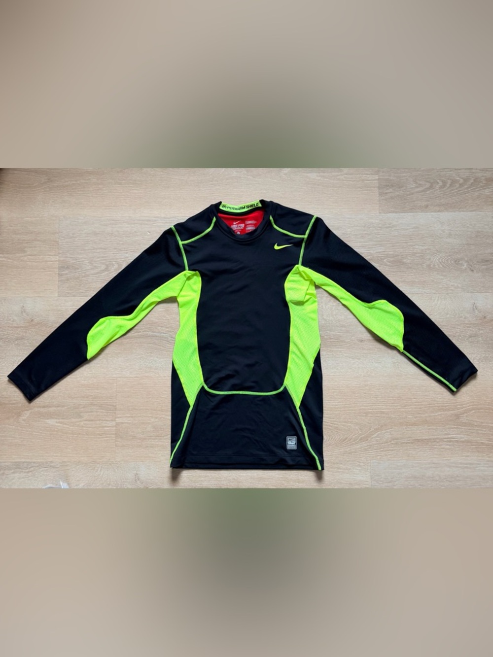 NWOT NEW Nike Pro Combat Dri-FIT Compression Shirt L Neon Yellow Black LS